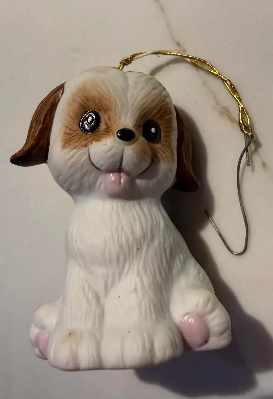 Vintage Jasco L'il Chimers Bisque Porcelain Puppy Dog Bell Christmas Ornament
